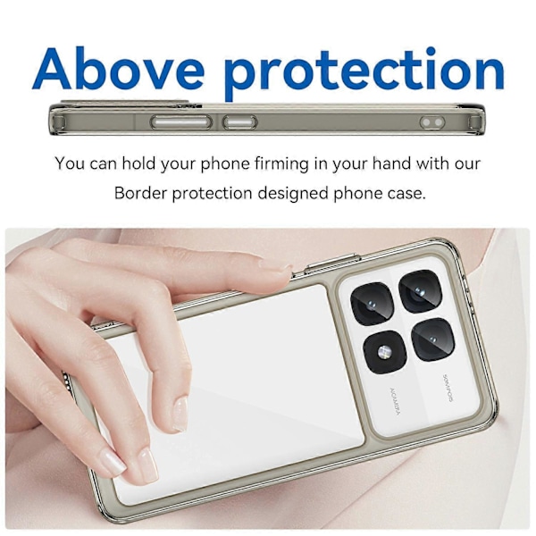 Støtsikkert deksel til Xiaomi Redmi K70 Ultra TPU + Akryl Beskyttende Klar Telefon Cover - Svart Multicolor Transparent Grey