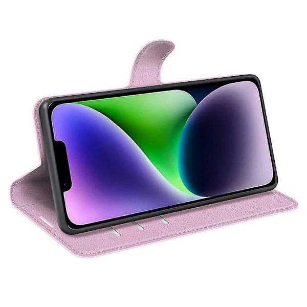 Puhelinlaukku jalustalla iPhone 15 Plus -puhelimelle, PU-nahkainen lompakkokotelo Multicolor Style C