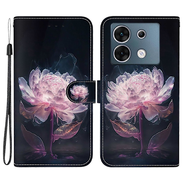 Læderetui med mønstertryk til Infinix Zero 30 5G Multicolor Purple Peony
