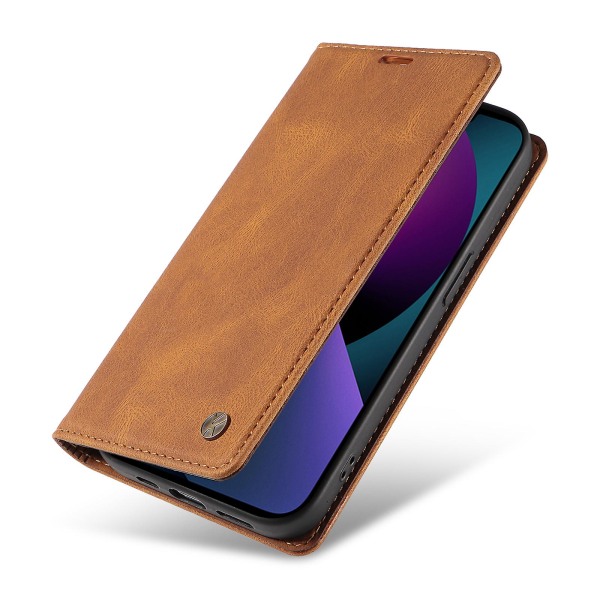 Skin-touch case för Iphone 15 Plus Pu läder plånboksställ Cover Brown