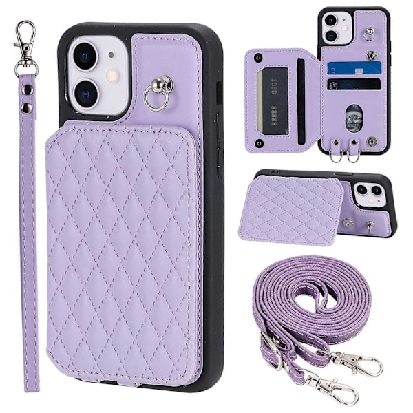 Style 008 Stødsikkert etui til iPhone 11 RFID-blokerende PU+TPU telefoncover med stropper Multicolor Style E