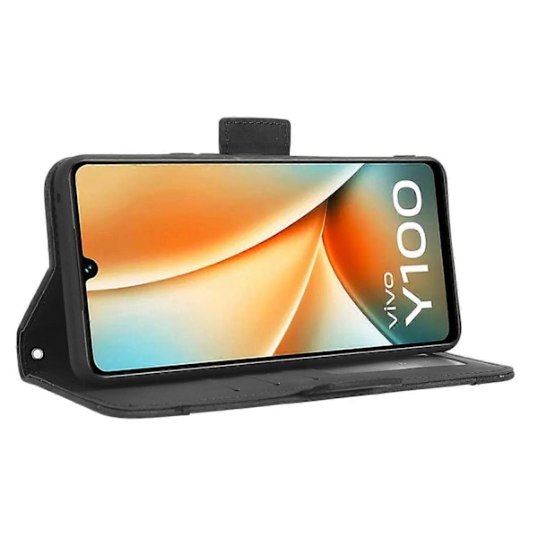 vivo Y100 5G/T2 5G -puhelinlaukku useilla korttipaikoilla, PU-nahkaa, jalustalla ja lompakolla Multicolor Style A