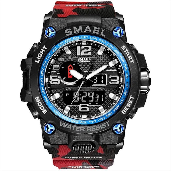 Smael Dual Display Digital Led Watch Pointer Typ Quartz Elektriska klockor Relogio Masculino Uomo Sportklocka 1545 CAMORED