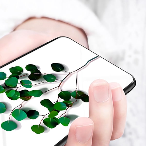 För Iphone 15 Plus Printed case härdat glas+pc+tpu Hybrid cover Green Leaves