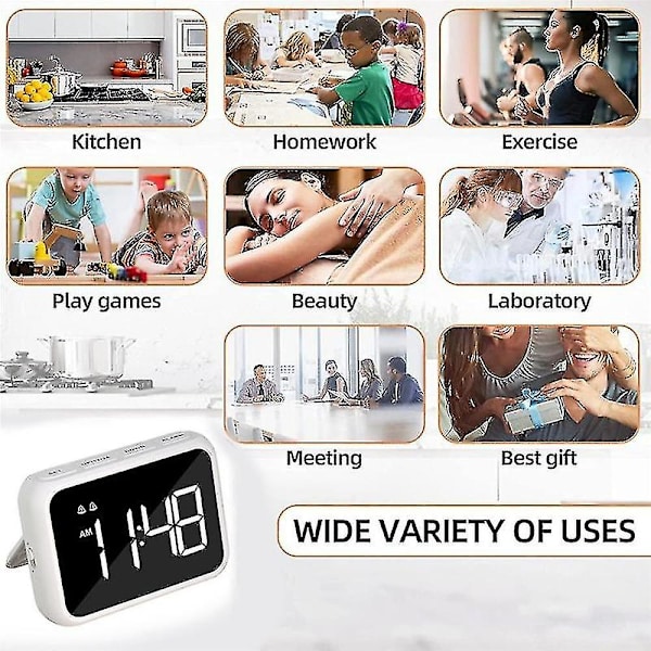 Digitalt Vækkeur til Soveværelse, Tre Lysstyrke Dæmpere, Hvid Skin Care Set