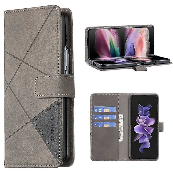 BINFEN COLOR BF05 Etui til Samsung Galaxy Z Fold6 5G PU Læder Geometrisk Telefon Cover Multicolor Style D
