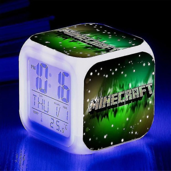 Minecraft Väckarklocka Coolie Scared Cartoon Led Digital Color Luminous Clock Födelsedagspresent jul