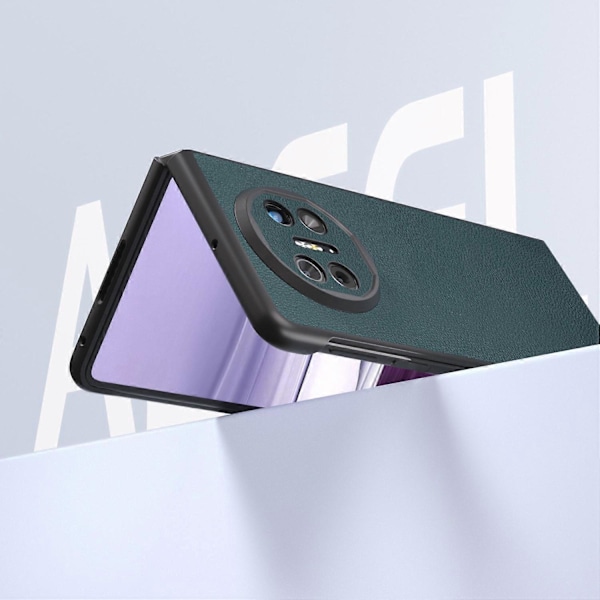 Til Huawei Mate X5 Etui Ægte Koskindslæder+TPU+PC Litchi Tekstur Telefoncover Multicolor Style B
