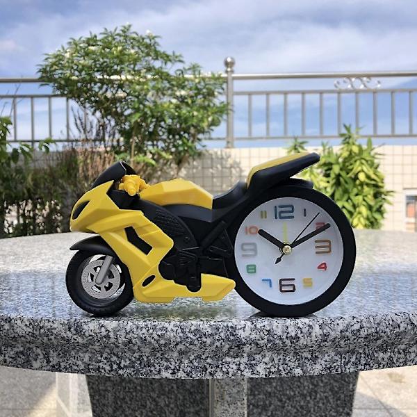 Vækkeur til soveværelset, motorcykel vækkeur, skrivebordsur til studerende boligindretning Yellow