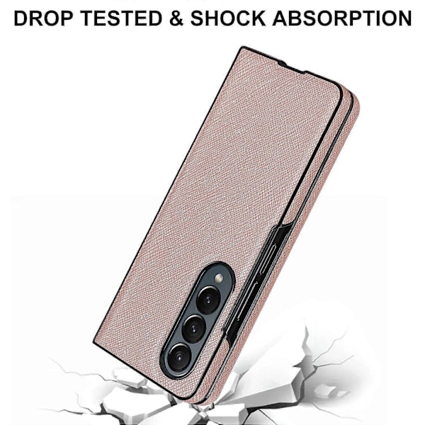 Samsung Galaxy Z Fold4 5G Iskunkestävä Puhelinkotelo PU-nahka+PC Ristikkäiskuvioitu Suojus Multicolor Style F