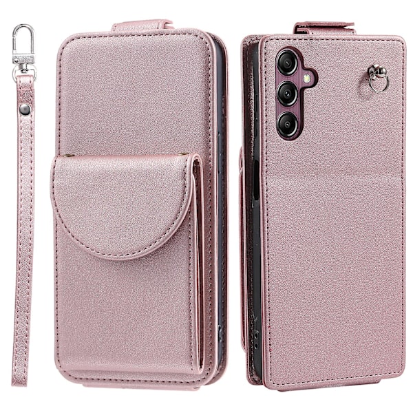 Fullt skydd Läder+tpu Vertikalt Flip Stand Skyddande phone case för Samsung Galaxy A54 5g Rose Gold