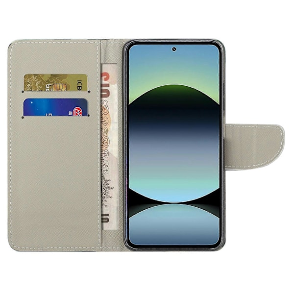 Til Xiaomi Redmi Note 14 4G Etui Mønstertryk Kryds Tekstur Læder Telefon Cover Multicolor Keep Calm and Sparkle