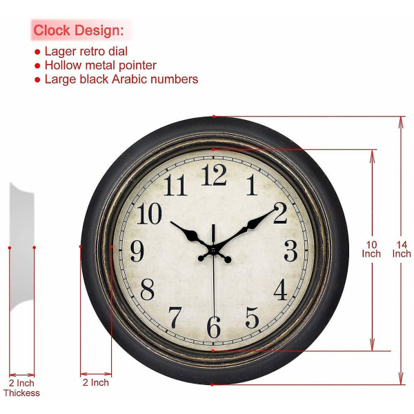 12 tum europeisk retro tyst väggklocka Vardagsrum Enkel europeisk antik watch Amerikansk lantlig nostalgi nordisk gammal klocka