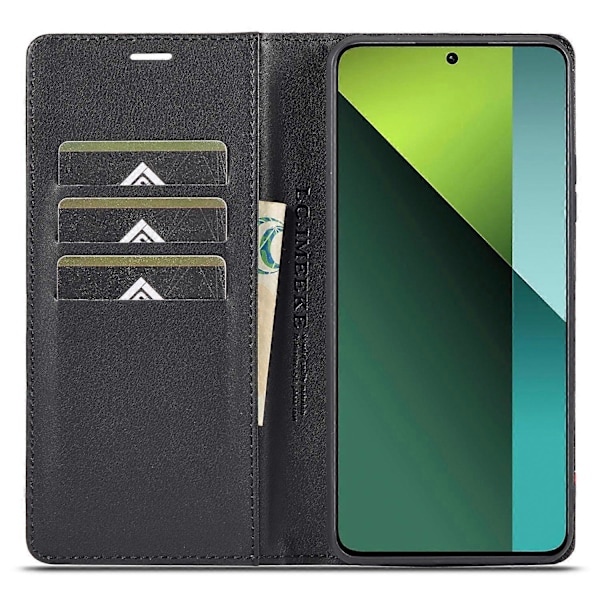 LC.IMEEKE Læderetui med kulfibertekstur og tegnebogsstativ til Xiaomi Redmi Note 13 Pro 5G/Poco X6 5G Multicolor Horizontal Stripe