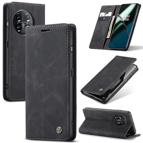 CASEME 013 -sarjan puhelinkotelo OnePlus 11 5G:lle, magneettinen läppä PU-nahkakotelo lompakolla ja jalustalla Multicolor Style E