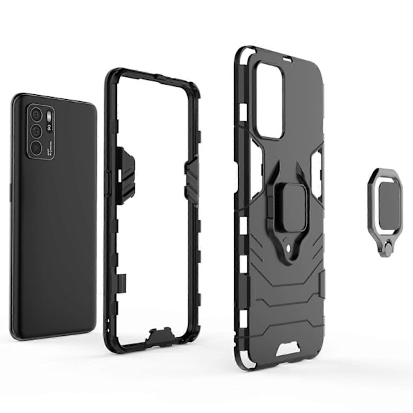 Ring Stöd Shockproof Dubbla Lager Hårt PC Mjukt TPU Skyddsfodral för OPPO Reno6 Z