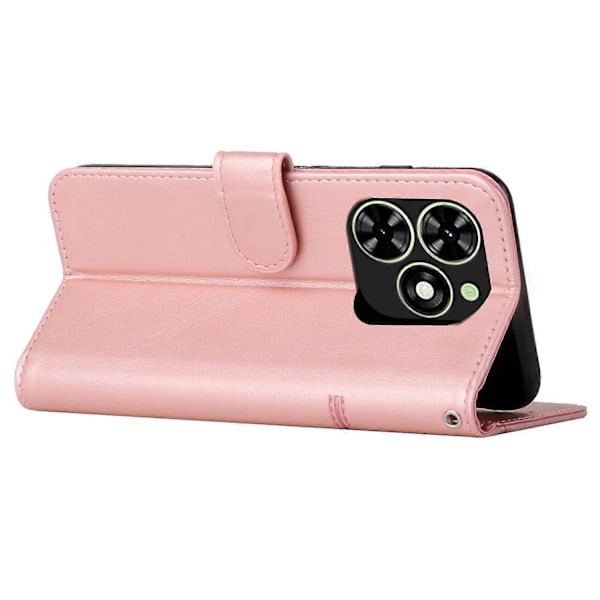 TECNO Spark Go 2024 4G / Spark 20C / Pop 8 nahkakotelo vasikannahka kuvio lompakko puhelinkotelo Multicolor Rose Gold