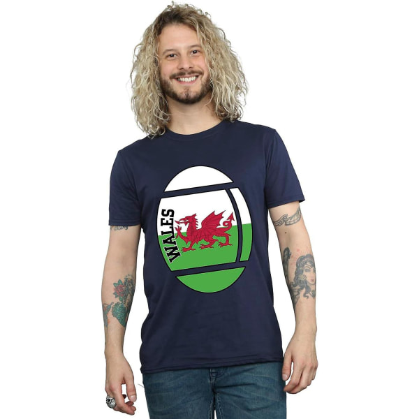 Generisk Rugby Wales Rugby Flagg T-skjorte for Menn Voksen S-3xl Txu204 Navy Blue XL