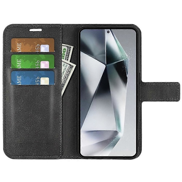 Til Samsung Galaxy S25 Ultra Stand Case Anti-Scratch Kalvetekstur Læder Telefon Cover Multicolor Style A