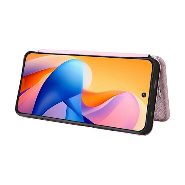 För TCL 60R 5G/ 60 5G Fodral Kolfibertextur Fallsäkert PU Läder Telefonskal Multicolor Rose Gold