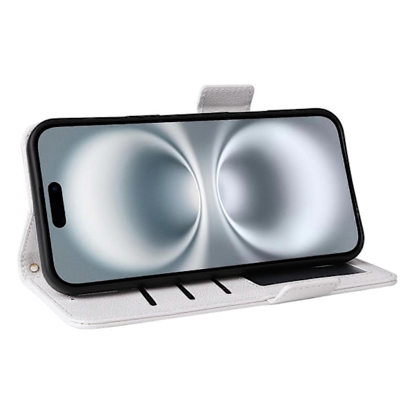 Læder Flip Telefon Cover med Litchi Tekstur til iPhone 16 Plus Multicolor Style B