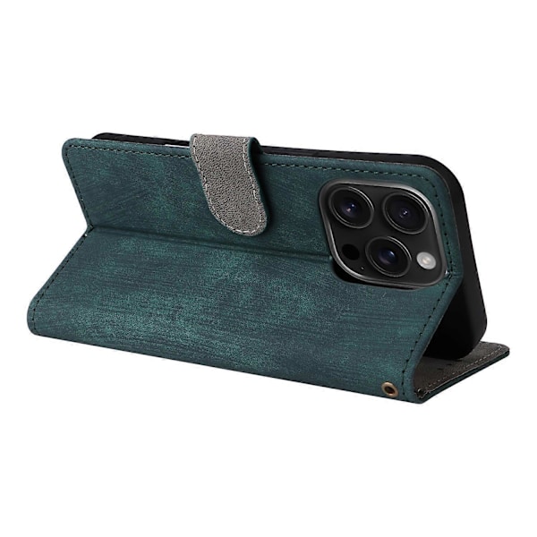 iPhone 16 Pro -lompakkokotelo RFID-suojauksella, PU-nahkakansi, jalustalla Multicolor Style C