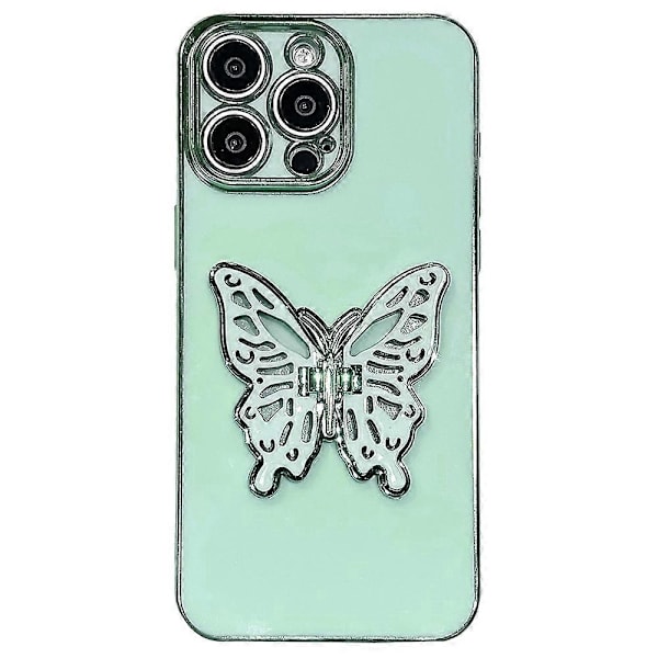 iPhone 16 Pro -kotelo perhosjalustalla, TPU-galvanointi, puhelinkuori - Musta Multicolor Cyan