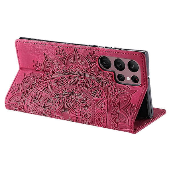 Magnetisk automatisk lukning lædercover til Samsung Galaxy S24 Ultra - Grå Multicolor Rose