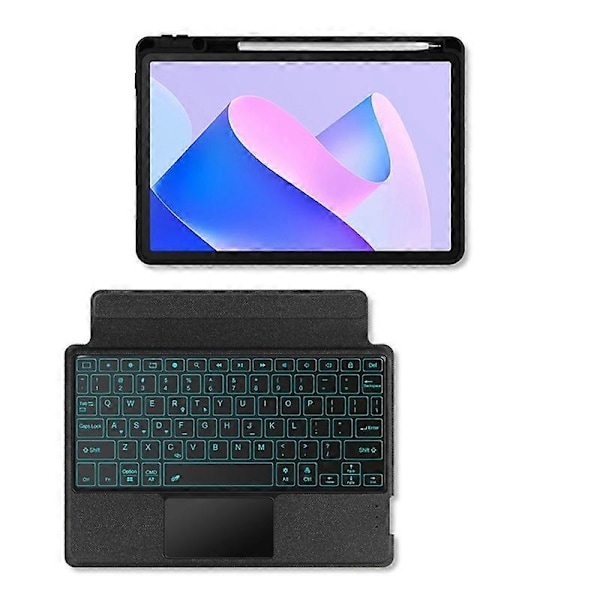 Læderetui + Bluetooth tastatur med baggrundsbelyst trackpad til Huawei MatePad 11 (2023)