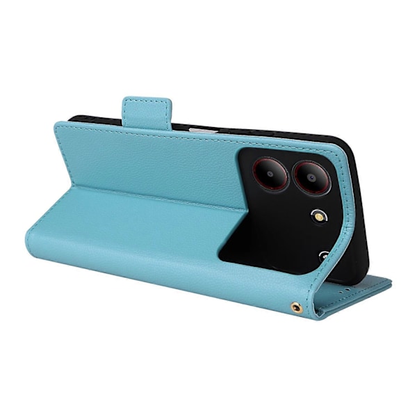 Læder Wallet Telefon Cover til ZTE Blade A54 med Håndledsrem Multicolor Baby Blue