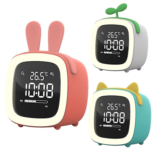 Tegneserie Kaninøre Form Genopladelig Digital Display LED Natlampe Vækkeur Kaesi Orange Rabbit Ear