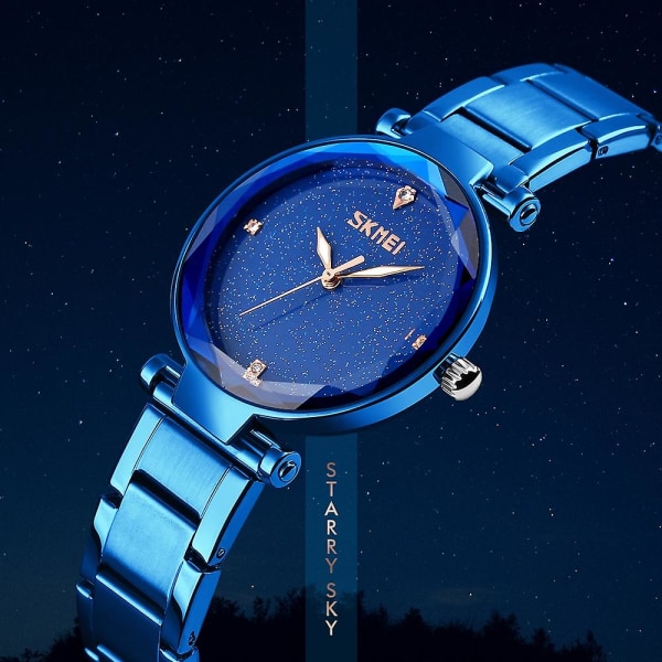 Skmei 9180 Starry Sky Dial Quartz Watch For Ladies Coffee Gold Blue