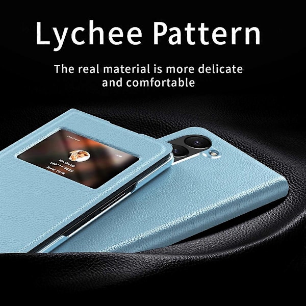 Til Samsung Galaxy Z Fold6 5G Etui PU Læder Litchi Tekstur Telefon Cover Visningsvindue Multicolor Style E