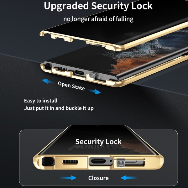 För Samsung Galaxy S24 Case Anti-spion dubbelsidigt härdat cover med metallram Black