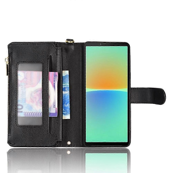 Telefoncover med lynlåslomme til Sony Xperia 10 V, pung PU læder stander etui Multicolor Style A
