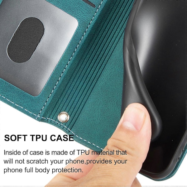 För iPhone 15 Plus Skal Präglat PU Läder Plånbok Anti-fall Telefonskydd med Rem Multicolor Style E