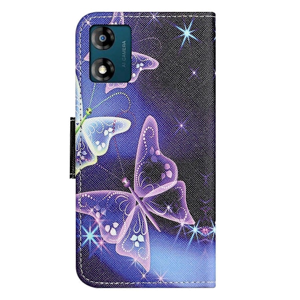 Læder Etui til Motorola Moto E13 4G, Mønstertryk Flip Standpung Telefon Cover Multicolor Style G