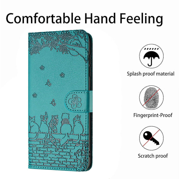 Skal för Xiaomi Redmi Note 14 Pro 5G med handledsrem Läder Telefonskydd Vägg Katter Mönster Multicolor Style B