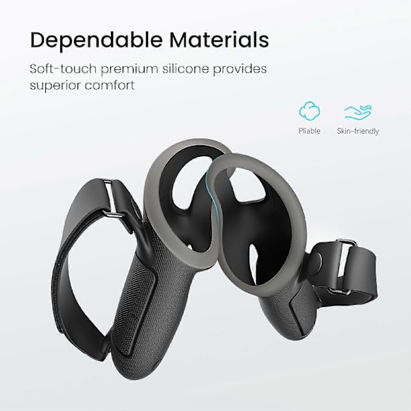 KIWI DESIGN Q1 PRO-2.2U Skyddsfodral för Meta Quest 3/3S Controller Grip Silikonskydd med Justerbar