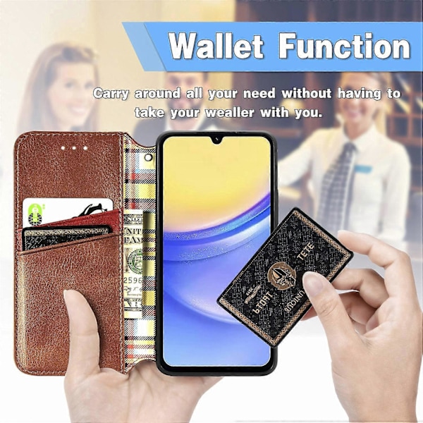 Stødsikkert etui med rombe-præg, pung og stativ til Samsung Galaxy A15 4G/A15 5G Multicolor Style D