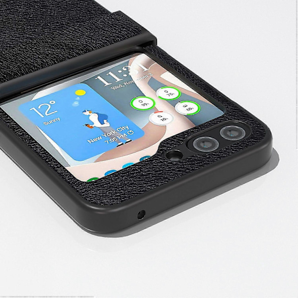 För Samsung Galaxy Z Flip5 5G Mobilskal Stöttåligt PU Läderbelagt PC-skydd