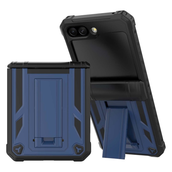 Hårt Pc phone case för Samsung Galaxy Z Flip5 5g Stötsäkert Kickstand cover med pennfack Dark Blue