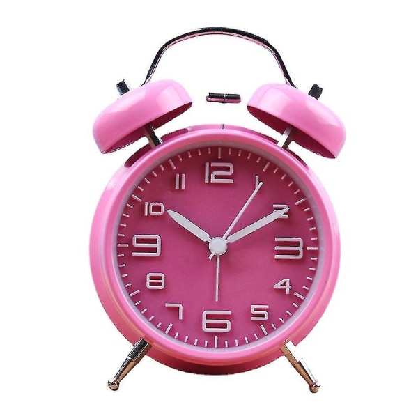 Klassinen Retro Kaksoiskelloherätyskello, Kaksoiskelloherätyskello Taustavalolla, Pöytäkello Pink