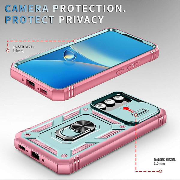 Samsung Galaxy A54 5G PC TPU -kotelo, jossa jalusta, iskunkestävä suojus korttipaikalla ja linssinsuojalla Multicolor Style I