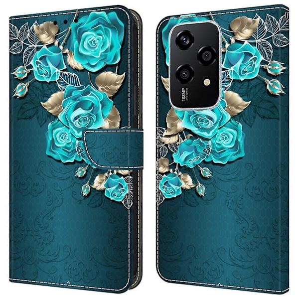 For Honor 200 Lite Lompakkokotelo Magneettilukolla 3D-kuvioitu Nahkainen Puhelinkotelo Multicolor Style J