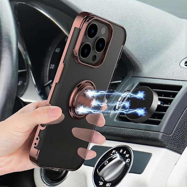 iPhone 16 Pro -kotelo, galvanointi, jalusta, TPU-puhelinkuori, magneettinen autoteline Multicolor Style A