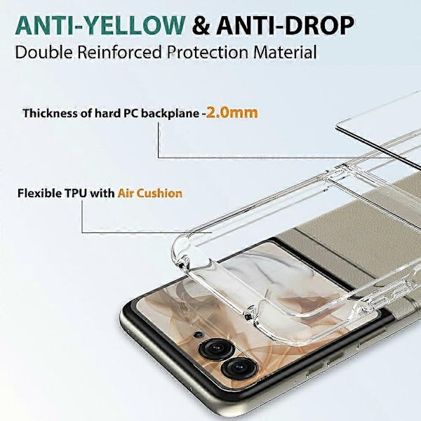 Til Motorola Razr 2024 Etui TPU + Akryl Gennemsigtigt Telefoncover, Integreret Design