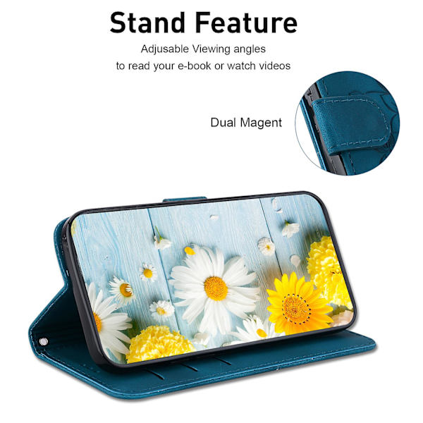 Case för Xiaomi Redmi Note 12 5g (global)/poco X5 5g Cover med tryckt blomma Dark Blue