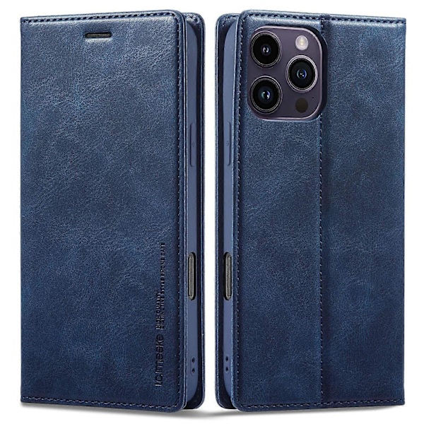 LC.IMEEKE iPhone 16 Pro Nahkakotelo RFID-suojauksella ja Korttipaikoilla - Musta Multicolor Blue