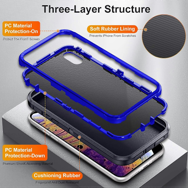 For iPhone X/XS Sklisikkert PC+TPU Hybrid Telefondeksel Støtsikkert Bakdeksel Multicolor Style C